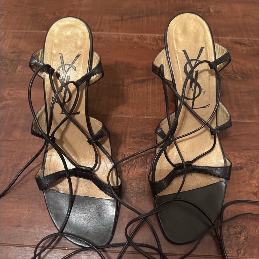 Yves Saint Laurent Black Strappy Women's Sandals